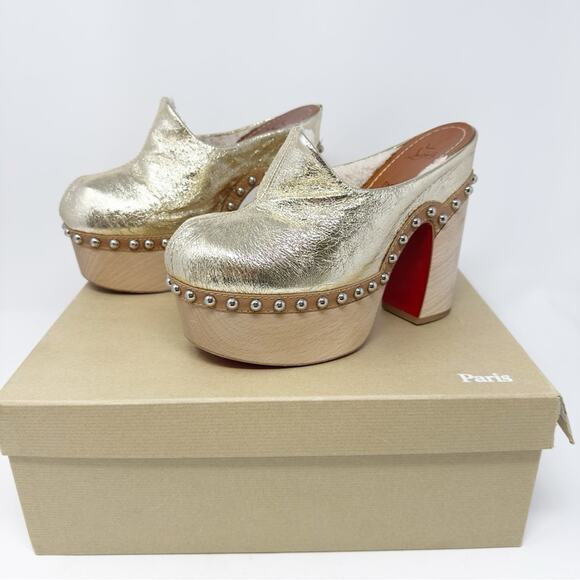 Christian Louboutin Joan Genuine Shearling Lined Platform Clogs EU 37 - Picture 2 of 12